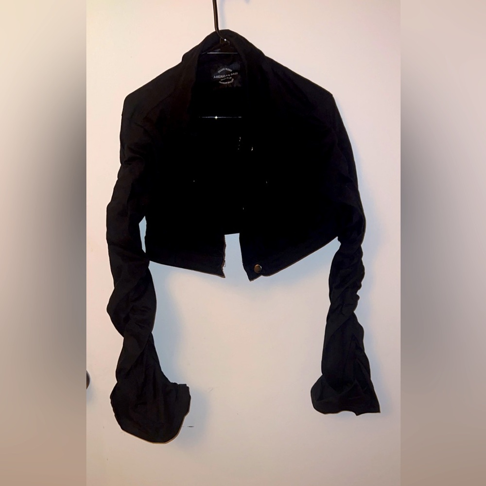 American bazi denim jeans jacket , size medium, color black